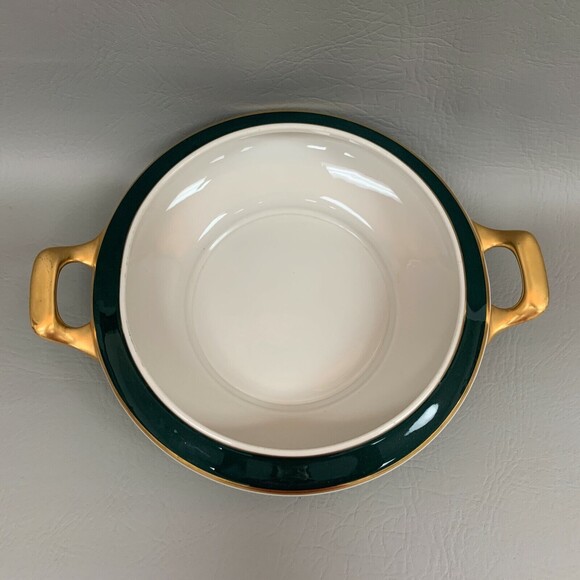 Royal Jackson Tureen Green Gold Band White Handles without Lid - Picture 3 of 10